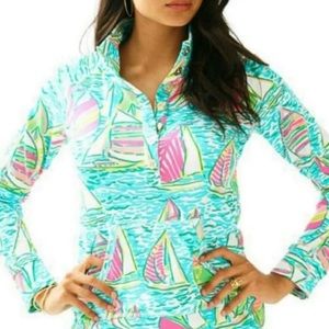 Lilly Pulitzer Pullover Sweatshirt with Buttons | Boat Pattern